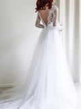 Princess Wedding Dress,Wedding Dresses with Sleeves,Tulle Bridal Dresses,WD00097