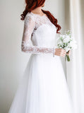 Princess Wedding Dress,Wedding Dresses with Sleeves,Tulle Bridal Dresses,WD00097