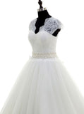 Princess Wedding Dress with Belt,Lace Tulle Wedding Dresses,Elegant Wedding Gown,WD00040