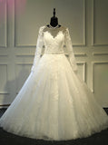 Princess Wedding Dress with Sleeves,Tulle Bridal Gown,WD00375