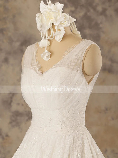 Princess Wedding Dress with V-neck,Lace A-line Wedding Dress,WD00581