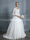 Princess Wedding Dresses,Ball Gown Wedding Dress with Sleeves,Classic Wedding Gown,WD00296
