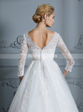 Princess Wedding Dresses,Ball Gown Wedding Dress with Sleeves,Classic Wedding Gown,WD00296