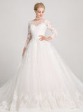 Princess Wedding Dresses,Long Sleeves Wedding Gown,Lace Wedding Gown,Romantic Wedding Gown,WD00013
