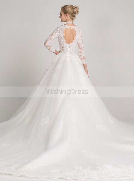 Princess Wedding Dresses,Long Sleeves Wedding Gown,Lace Wedding Gown,Romantic Wedding Gown,WD00013