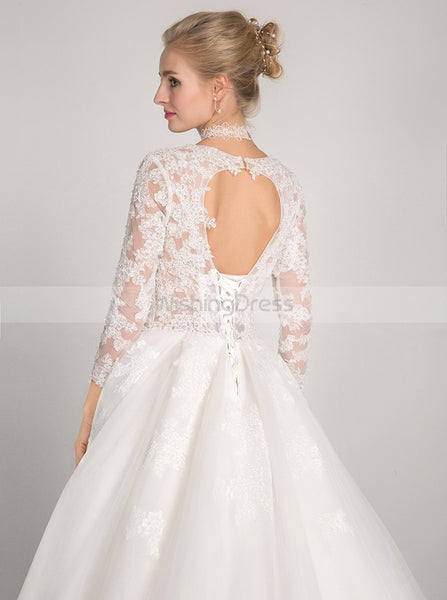 Princess Wedding Dresses,Long Sleeves Wedding Gown,Lace Wedding Gown,Romantic Wedding Gown,WD00013
