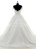 Princess Wedding Dresses,Off Shoulder Wedding Dress,Short Sleeves Wedding Gown,WD00105