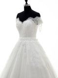 Princess Wedding Dresses,Off Shoulder Wedding Dress,Short Sleeves Wedding Gown,WD00105