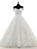 Princess Wedding Dresses,Off Shoulder Wedding Dress,Short Sleeves Wedding Gown,WD00105