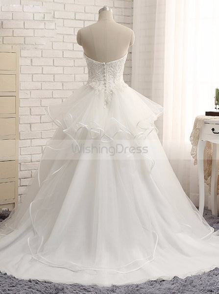 Princess Wedding Dresses,Ruffled Wedding Dress,Strapless Wedding Dress,WD00096