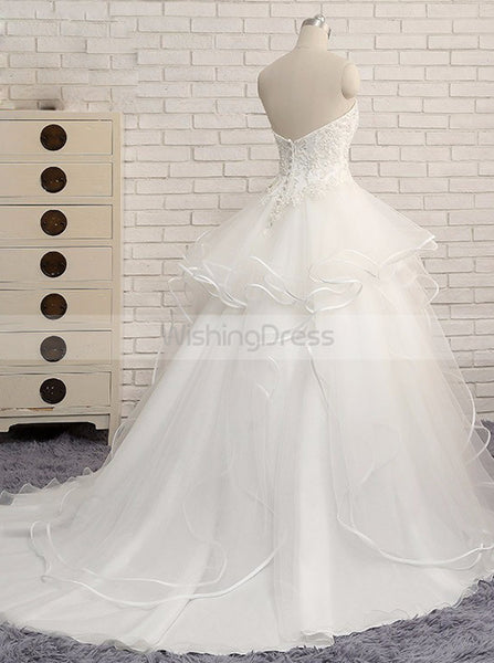 Princess Wedding Dresses,Ruffled Wedding Dress,Strapless Wedding Dress,WD00096