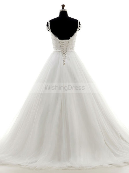 Princess Wedding Dresses,Simple Wedding Dress,Strappy Wedding Dress,A-line Wedding Dress,WD00212