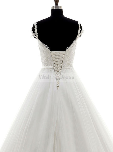 Princess Wedding Dresses,Simple Wedding Dress,Strappy Wedding Dress,A-line Wedding Dress,WD00212