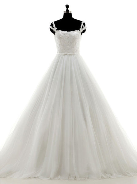 Princess Wedding Dresses,Simple Wedding Dress,Strappy Wedding Dress,A-line Wedding Dress,WD00212