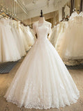 Princess Wedding Dresses,Wedding Gown with Short Sleeves,Floor Length Bridal Dress,WD00285
