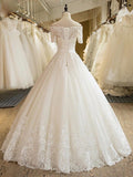 Princess Wedding Dresses,Wedding Gown with Short Sleeves,Floor Length Bridal Dress,WD00285