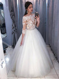 Princess Wedding Gown,Off the Shoulder Bridal Gown with Sleeves,WD00327