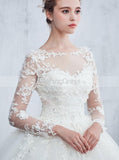 Princess Wedding Gown,Wedding Dresses with Long Sleeves,Ball Gown Wedding Dress,WD00098