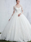 Princess Wedding Gown,Wedding Dresses with Long Sleeves,Ball Gown Wedding Dress,WD00098