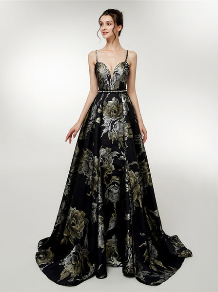 Printed Prom Dress with Straps,Fashion Prom Dress for Teens,PD00385