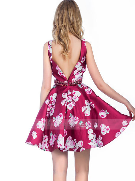 Printing Short Homecoming Dresses,A-line Homecoming Dress,Short Homecoming Dress,HC00033