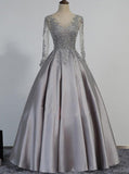 Prom Dress with Long Sleeves,Corset Prom Dress,Satin Prom Dress,Classy Prom Dress,PD00199