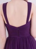 Purple Bridesmaid Dress,Tulle Long Bridesmaid Dress,Strappy Bridesmaid Dress,BD00134