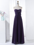 Purple Strapless Bridesmaid Dress,Chiffon Bridesmaid Dress,Long Bridesmaid Dress,BD00146