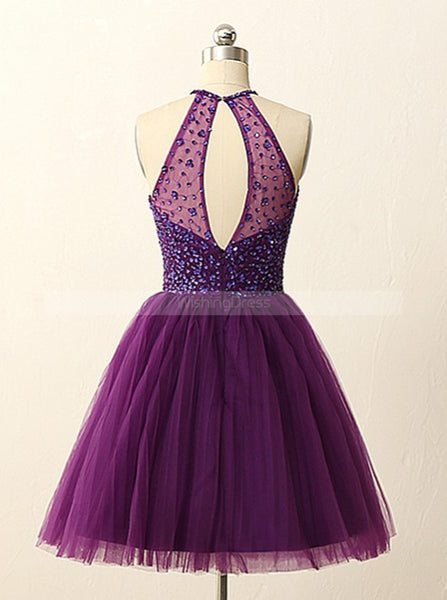 Purple Sweet 16 Dresses,Beaded Sweet 16 Dress,Tulle Sweet 16 Dress,SW00022