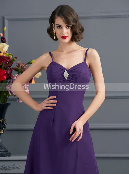 Purple Tea Length Mother of the Bride Dresses,Chiffon Mother of the Bride Dress with Jacket,MD00051