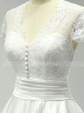 Simple Wedding Reception Dresses,Short Wedding Dress with Sleeves,WD00315