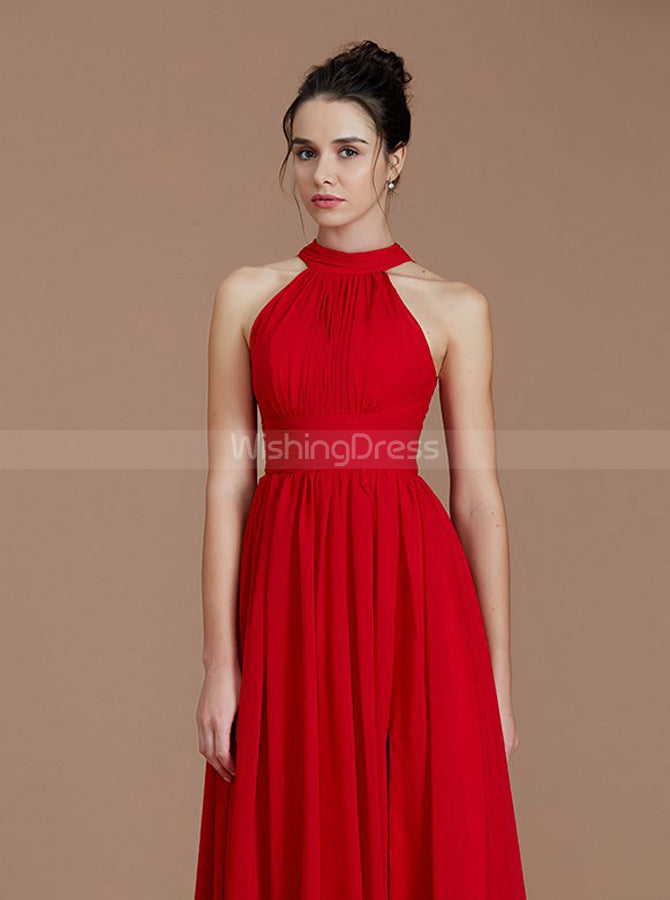 Red Bridesmaid Dresses,Chiffon Long Bridesmaid Dress,Bridesmaid Dress