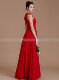 Red Bridesmaid Dresses,Chiffon Long Bridesmaid Dress,Bridesmaid Dress with Slit,BD00226