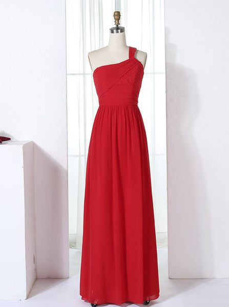 Red Bridesmaid Dresses,One Shoulder Bridesmaid Dress,Long Bridesmaid Dress,BD00305
