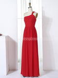 Red Bridesmaid Dresses,One Shoulder Bridesmaid Dress,Long Bridesmaid Dress,BD00305