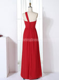 Red Bridesmaid Dresses,One Shoulder Bridesmaid Dress,Long Bridesmaid Dress,BD00305