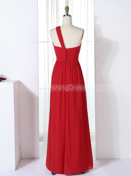 Red Bridesmaid Dresses,One Shoulder Bridesmaid Dress,Long Bridesmaid Dress,BD00305