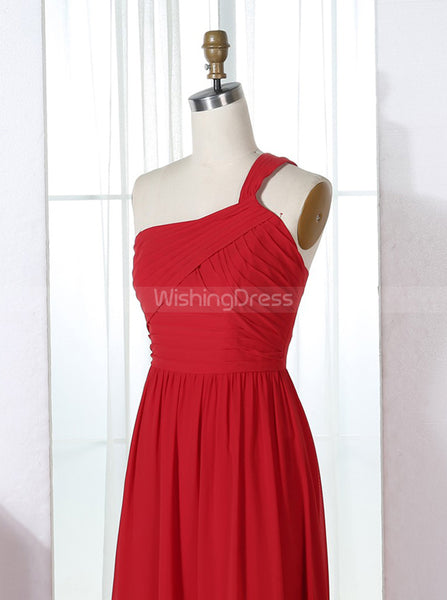 Red Bridesmaid Dresses,One Shoulder Bridesmaid Dress,Long Bridesmaid Dress,BD00305