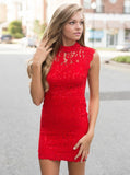 Red Cocktail Dresses,Lace Cocktail Dresses,Tight Cocktail Dresses,Backless Cocktail Dress,CD00009