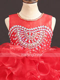 Red Cute Little Girl Pageant Dress,Ruffled Little Girls Cocktail Dress,GPD0042