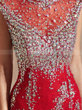 Red Fitted Evening Dresses,Sparkly Prom Dress,PD00412