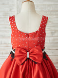 Red Flower Girl Dresses,Full Length Girl Party Dress,Beautiful Flower Girl Dress,FD00077