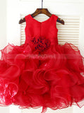 Red Girl Party Dress,Ball Gown Ruffled Flower Girl Dress,FD00117