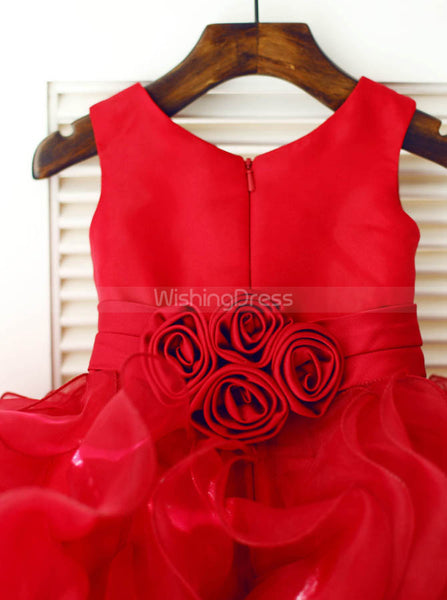 Red Girl Party Dress,Ball Gown Ruffled Flower Girl Dress,FD00117