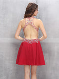 Red Homecoming Dress,Open Back Cocktail Dress,Sexy Homecoming Dress,HC00124