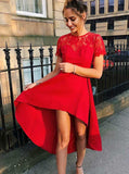 Red Homecoming Dresses,High Low Homecoming Dress,Homecoming Dress with Sleeves,HC00160
