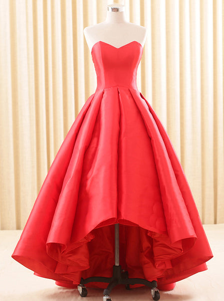 Red Homecoming Dresses,High Low Homecoming Dress,Satin Homecoming Dress,HC00191