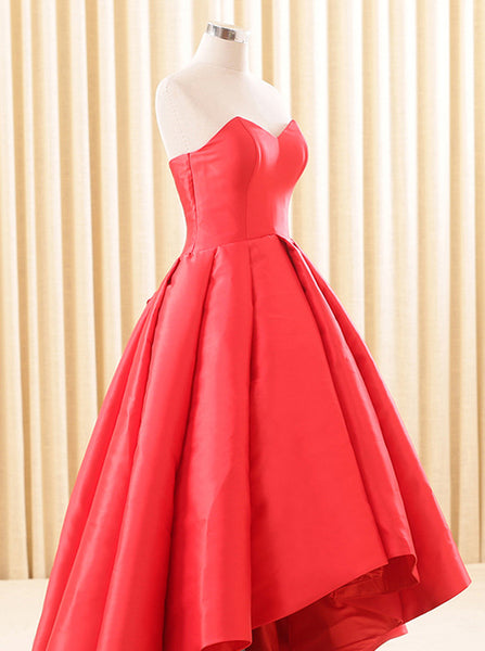 Red Homecoming Dresses,High Low Homecoming Dress,Satin Homecoming Dress,HC00191