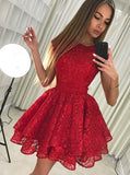 Red Homecoming Dresses,Lace Homecoming Dress,Short Homecoming Dress,HC00077