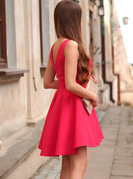 Red Homecoming Dresses,Short Homecoming Dress,Simple Cocktail Dress,HC00004